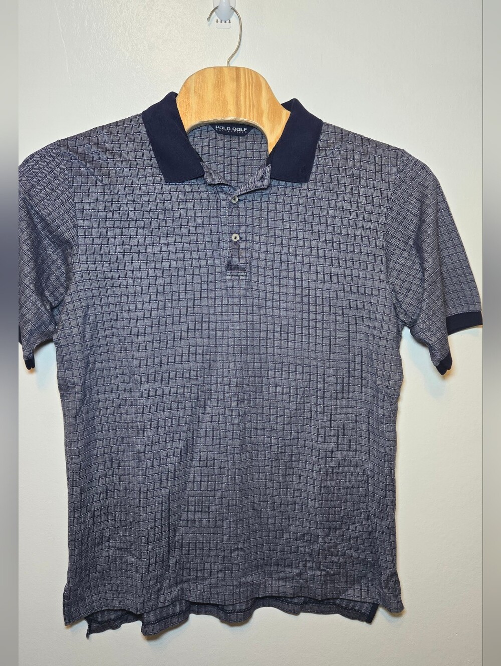 Ralph Lauren Polo Golf Mens Size XL Short Sleeve Purple Prince Of Wales Plaid